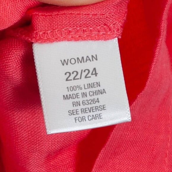 NWT Dress Barn Womens Button Down Linen Shirt Size‎ 22/24 3X Roll Tab Sleeves - Picture 6 of 8